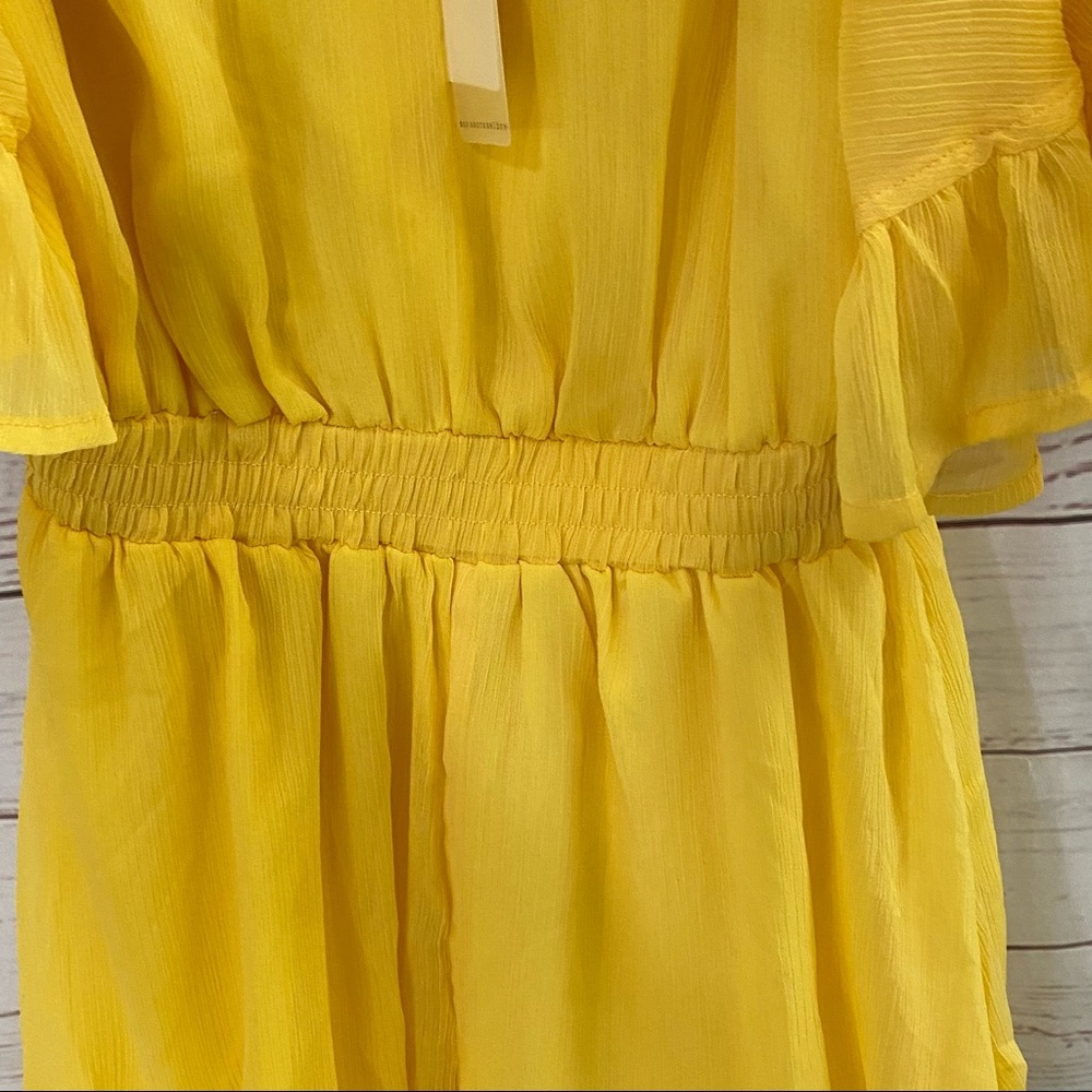 ENDLESS ROSE Yellow Off Shoulder Ruffle Shorts Romper - Picture 11 of 16